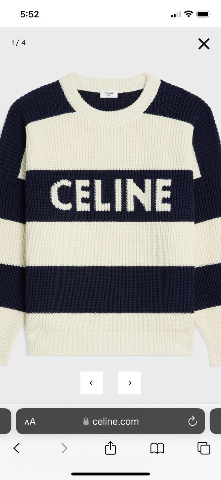 CELINE HOMME
Logo-Intarsia Striped Cotton Sweater