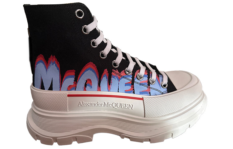 Alexander McQueen Tread Slick High-Top Sneakers 'Black Blue Red' 686737W4MVP1509 #
