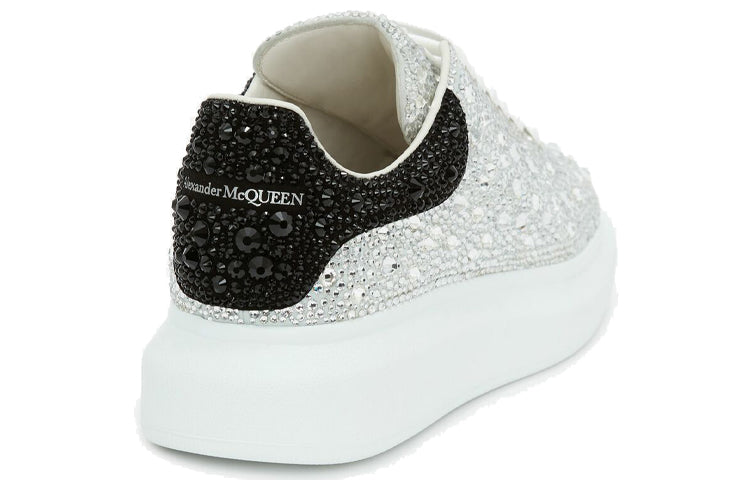 Alexander McQueen Crystal-embellished Oversized Sneakers 'Silver Black' 604223WHCE49329 #