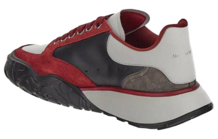 Alexander McQueen Color Block Low-top Leather Sneakers 'Red Black Grey' 667799WID6J8829  #