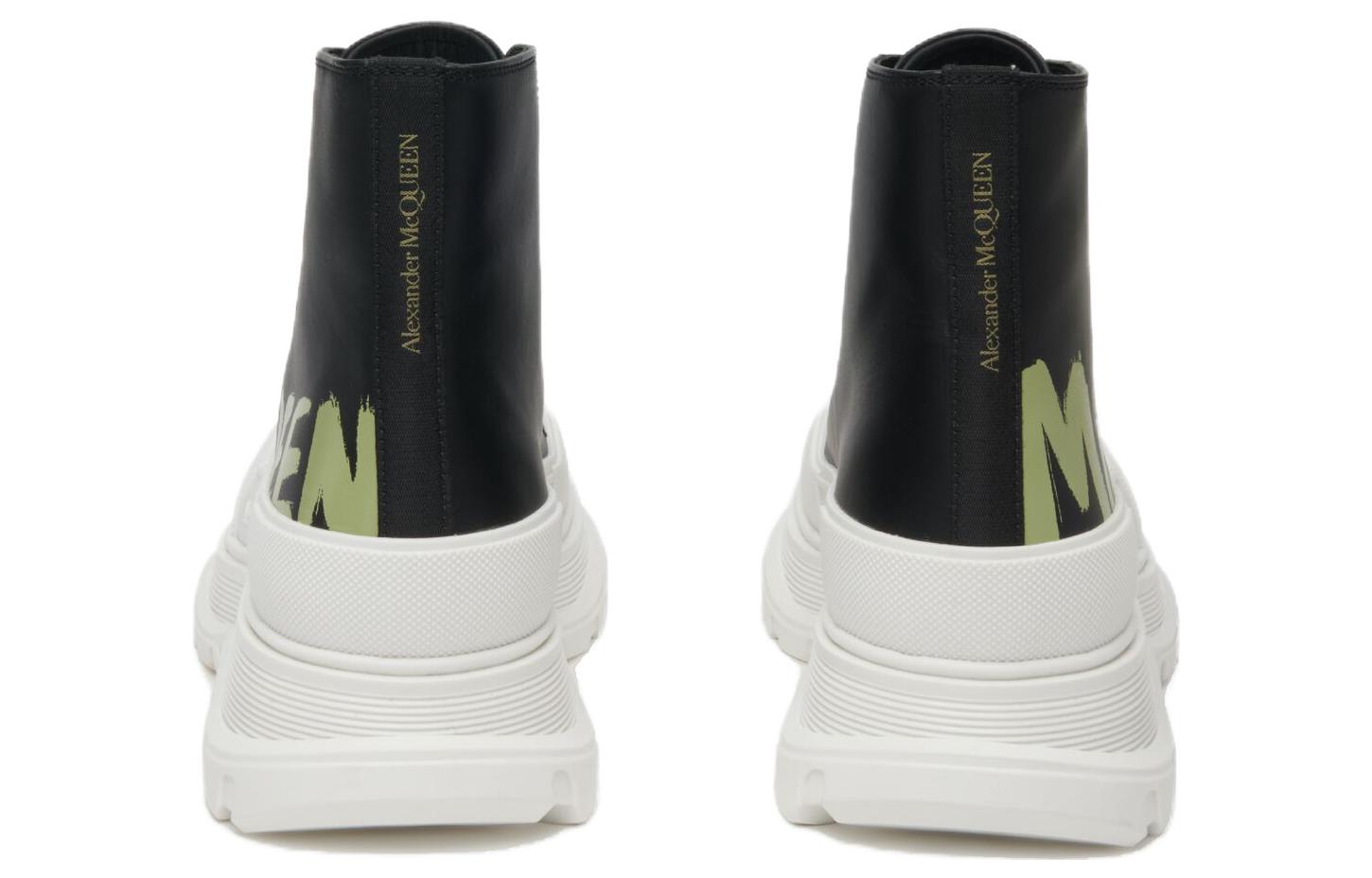 Alexander McQueen Tread Slick Lace-up High Top Shoes 'Black White' 777960WIAT61680 #