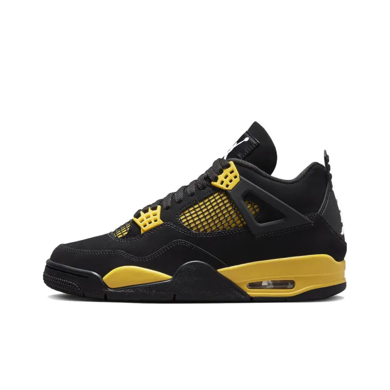 Air jordan Retro 4-Style Sneakers – Thunder Black & Yellow Edition