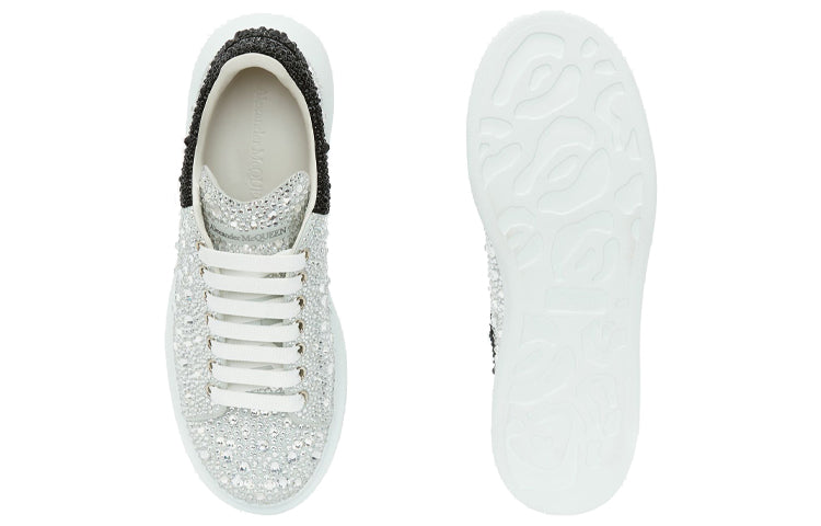 Alexander McQueen Crystal-embellished Oversized Sneakers 'Silver Black' 604223WHCE49329 #