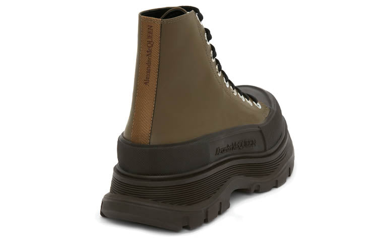 Alexander McQueen Leather Ankle Boots 'Khaki Green' 627206WHYK33238 #