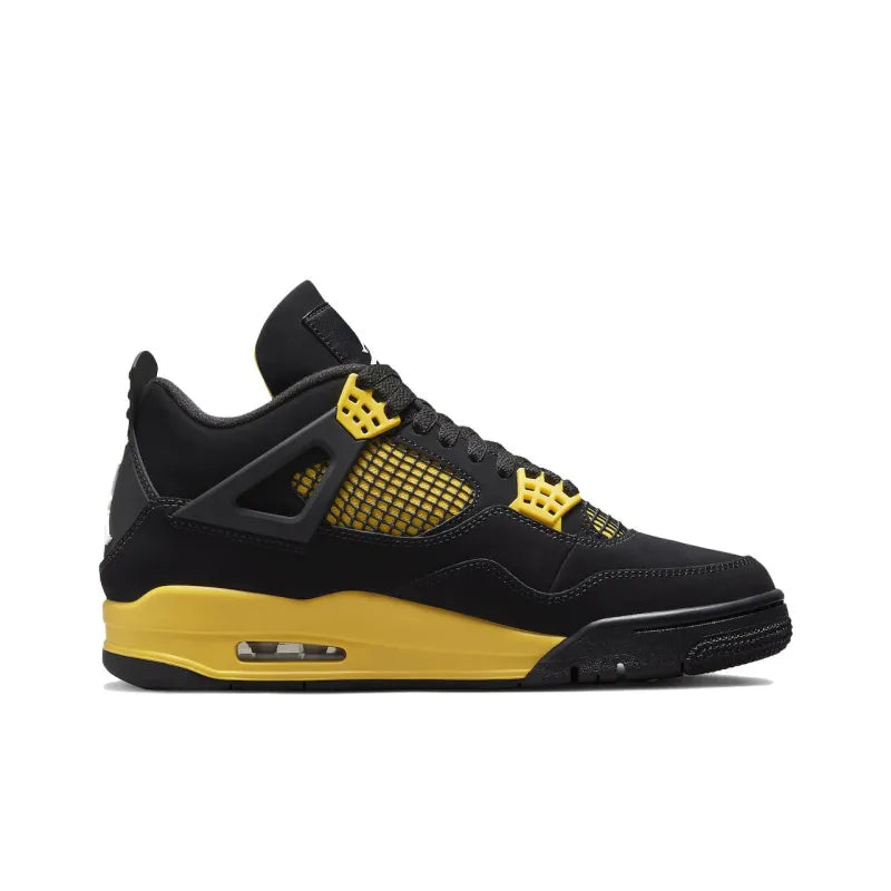 Air jordan Retro 4-Style Sneakers – Thunder Black & Yellow Edition