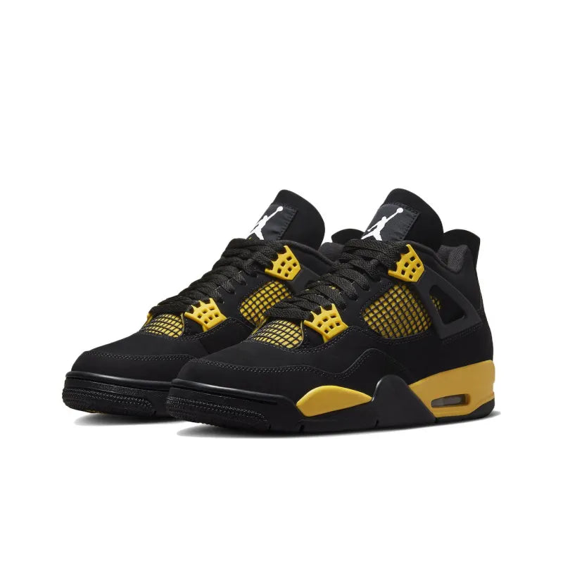 Air jordan Retro 4-Style Sneakers – Thunder Black & Yellow Edition