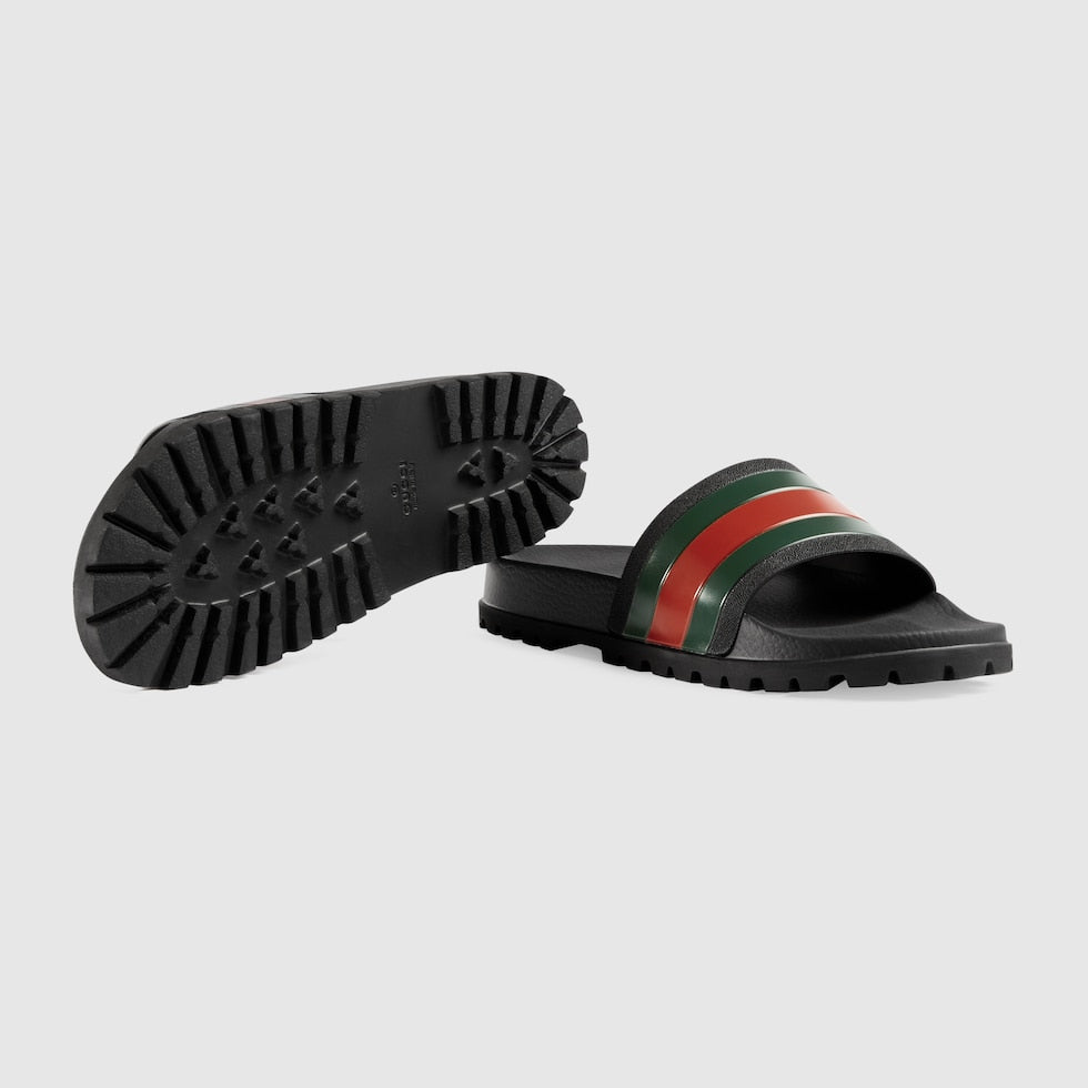Gucci Men’s Luxury Web Strap Slide Sandals – Signature-Designer