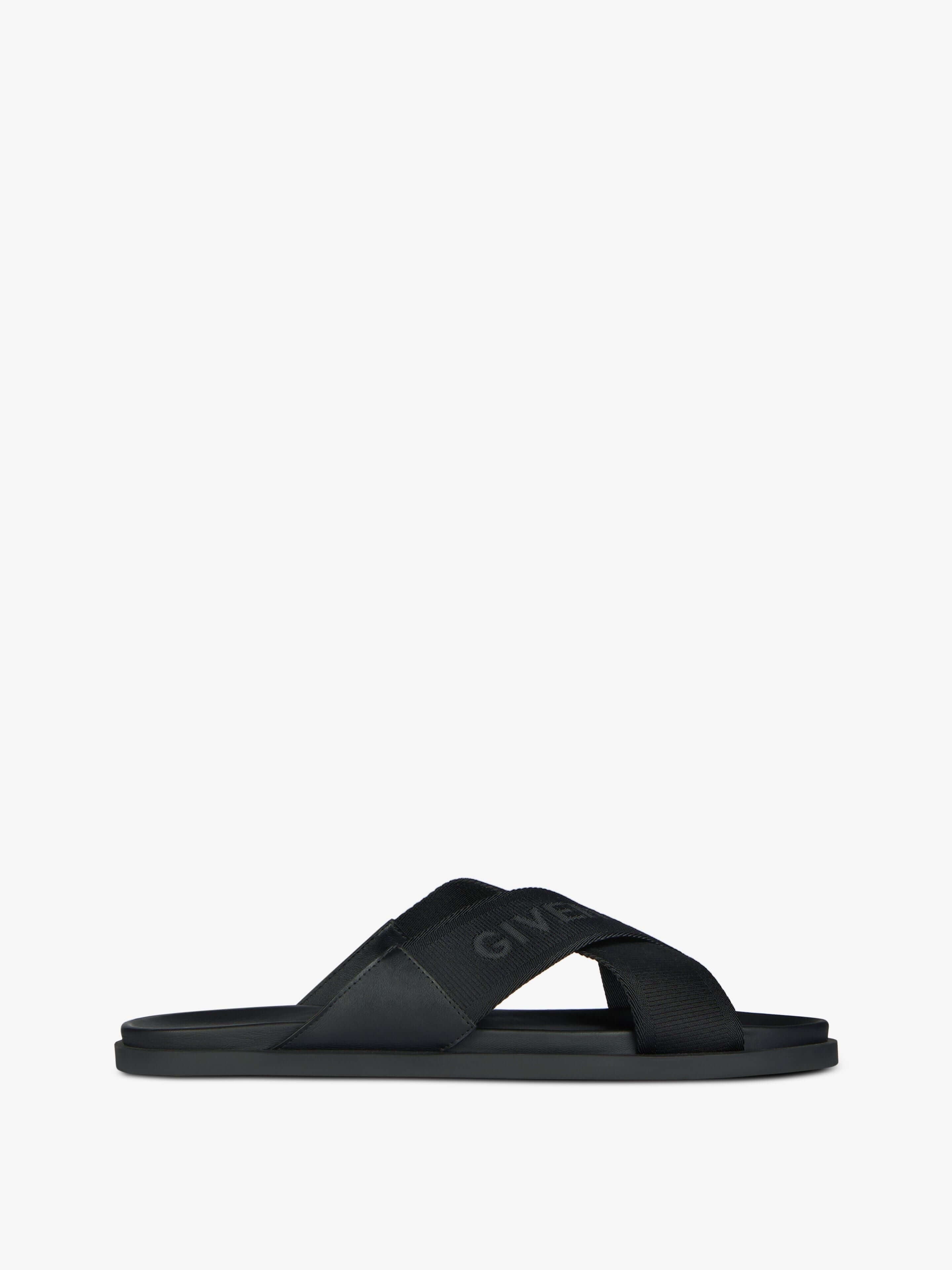 Givenchy Plage flat mules with crossed straps in webbing - SpinServe Black / Men / 7