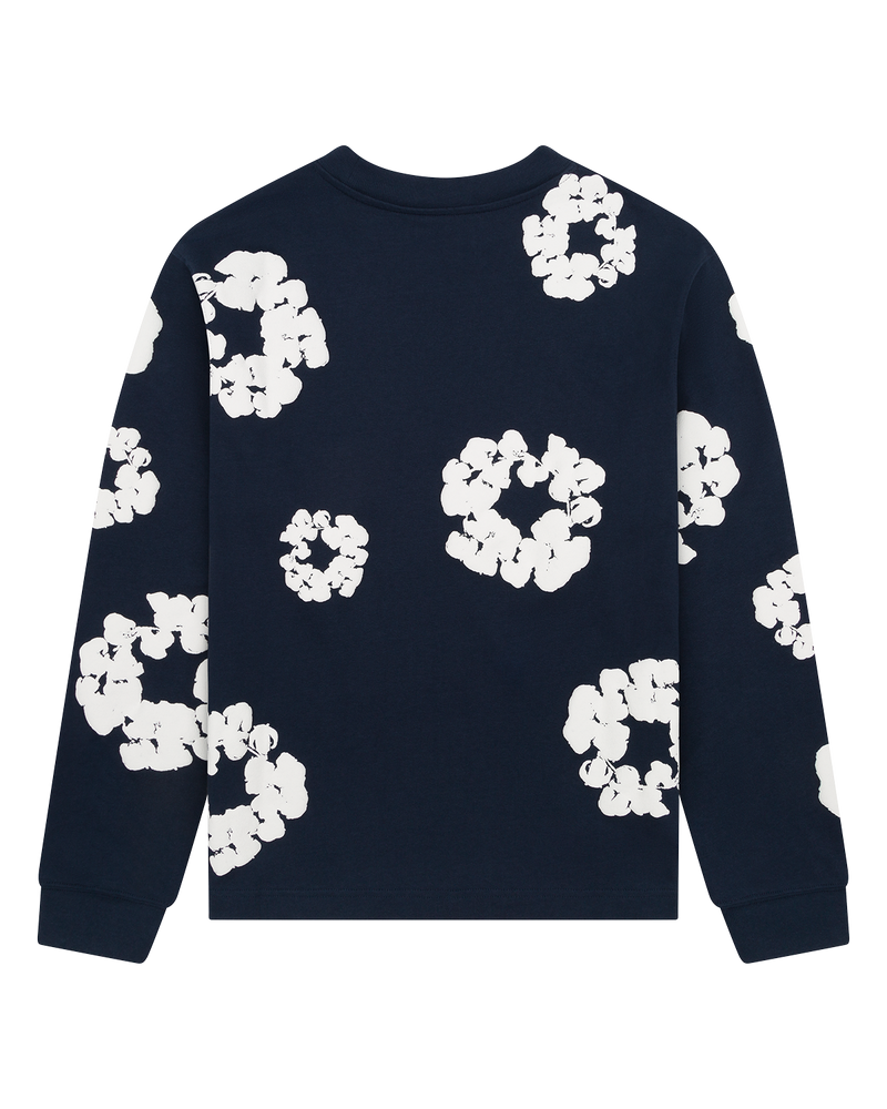 Long Sleeve Cotton Wreath Tee Navy