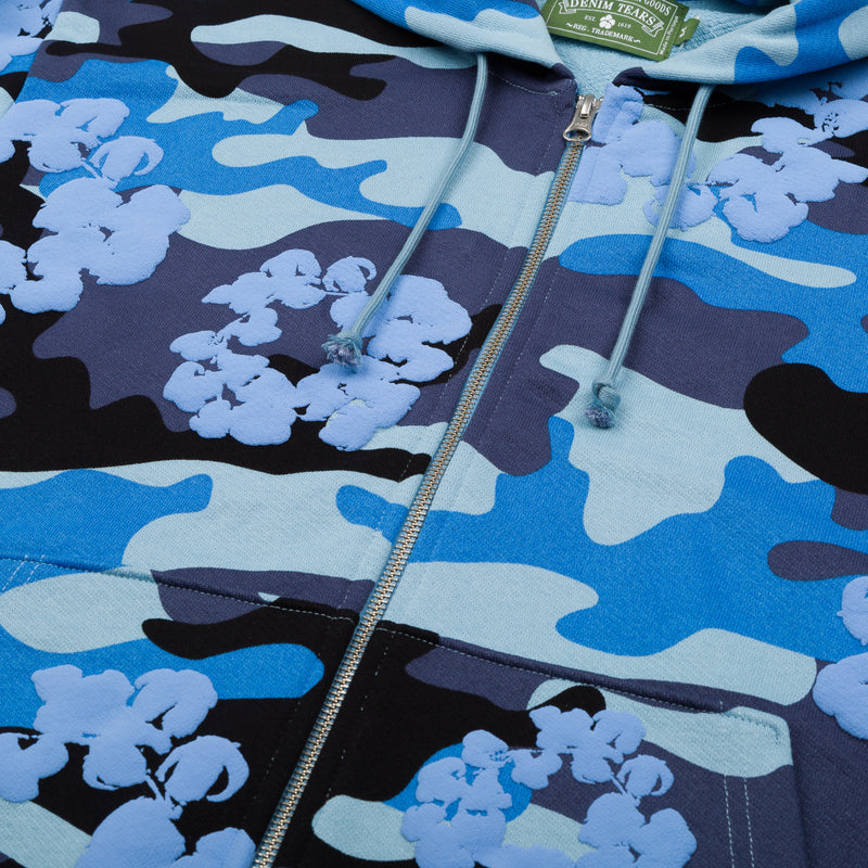 Blue Camo Cotton Wreath Zip Hoodie