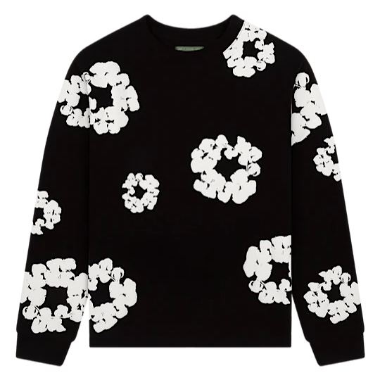 Long Sleeve Cotton Wreath Tee Black , Green, Grey , Navy , Red