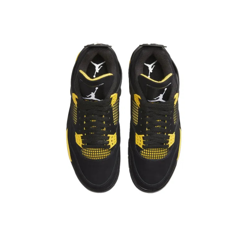 Air jordan Retro 4-Style Sneakers – Thunder Black & Yellow Edition