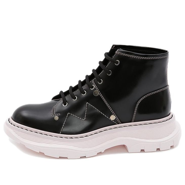 (WMNS) Alexander McQueen Tread Lace-Up Boot 'Black Pink' 595469WHZ811488 #