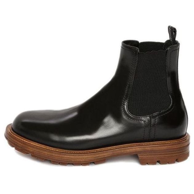 Alexander McQueen Shiny Leather Chelsea Boots 'Black Brown' 683568WHZ8C1452 #